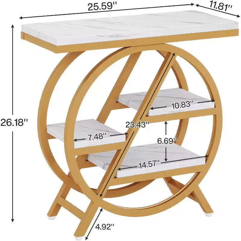 4-Tier Metal Round Small End Table - Nightstand Side Table for Hallway & Living Room