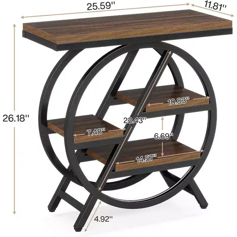4-Tier Metal Round Small End Table - Nightstand Side Table for Hallway & Living Room