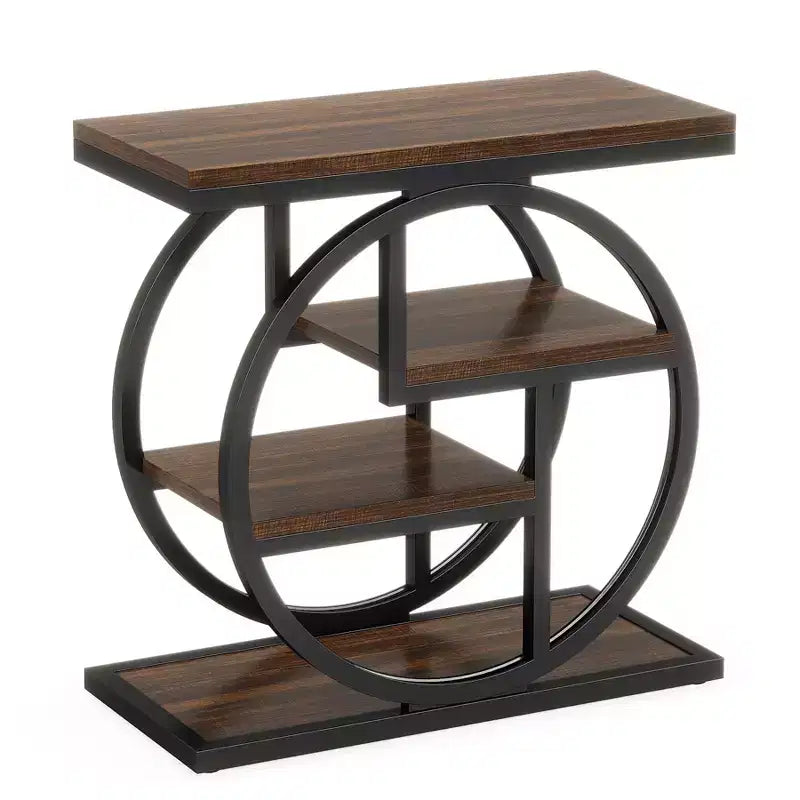 4-Tier Metal Round Small End Table - Nightstand Side Table for Hallway & Living Room