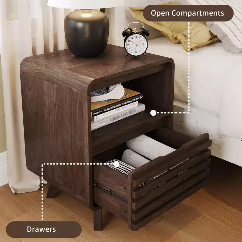 Nightstand with Drawer Storage Grille Bed Side Table