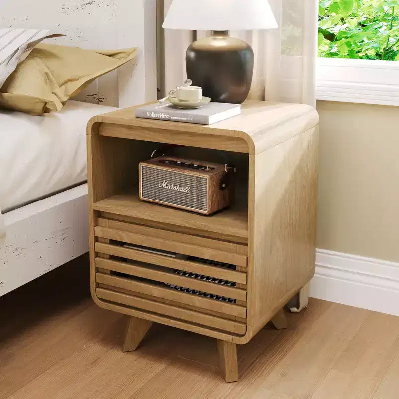 Nightstand with Drawer Storage Grille Bed Side Table