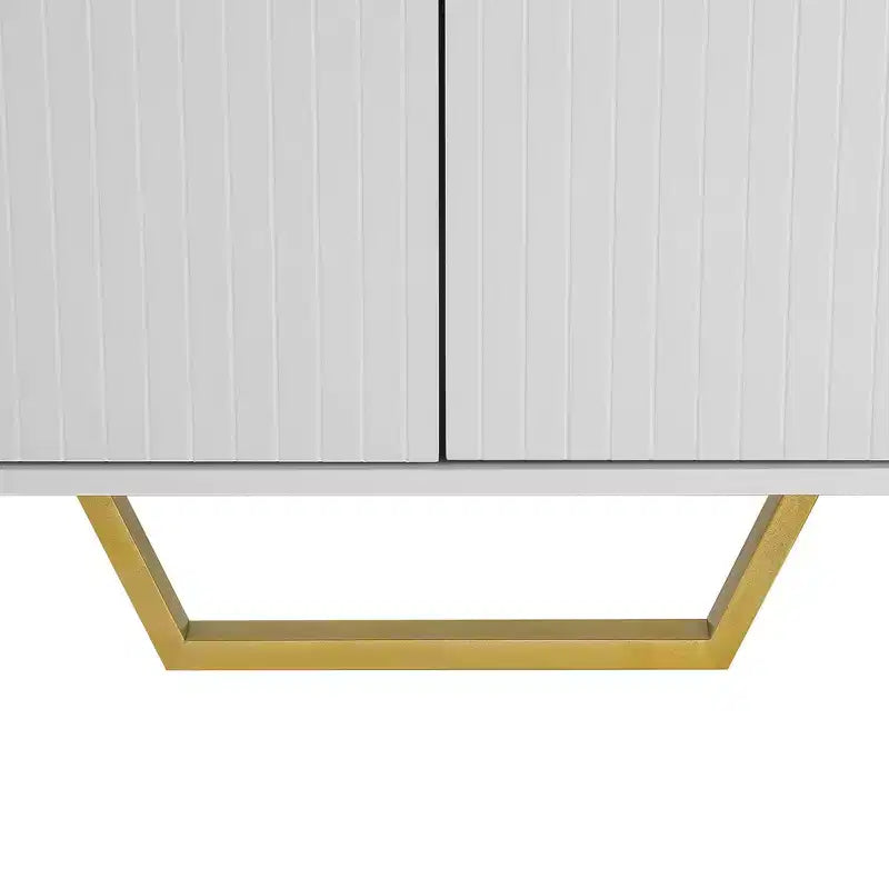 Sideboard Cabinet with 4 Doors, Adjustable Shelves, Metal Handles and Legs for Living Room, White