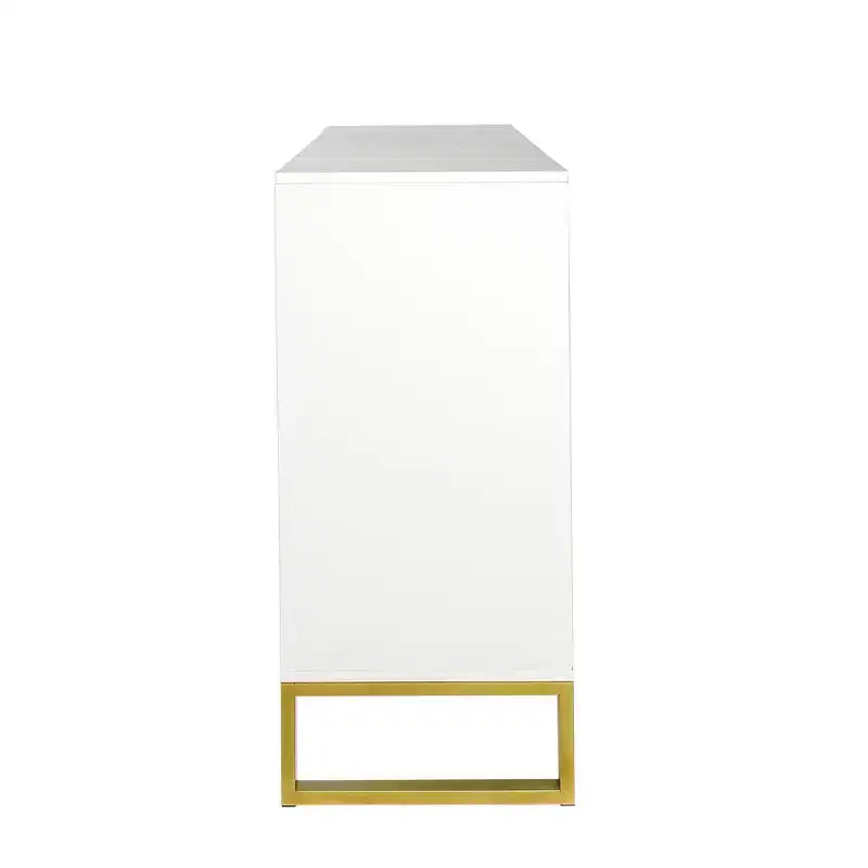 Sideboard Cabinet with 4 Doors, Adjustable Shelves, Metal Handles and Legs for Living Room, White