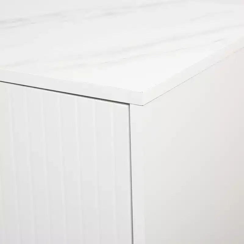 Sideboard Cabinet with 4 Doors, Adjustable Shelves, Metal Handles and Legs for Living Room, White