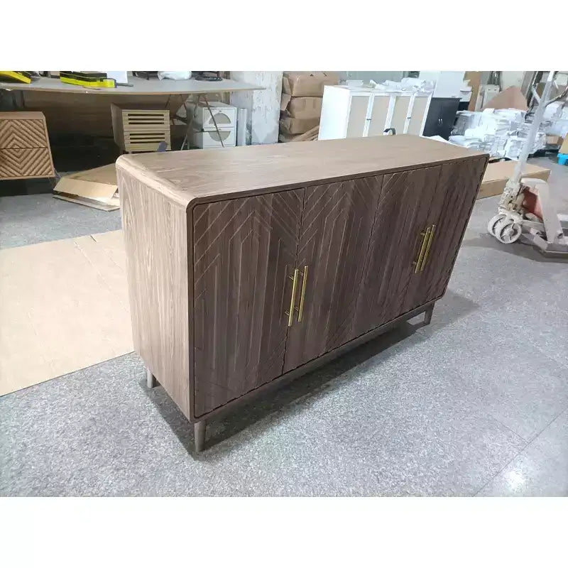 Sideboard Buffet Cabinet, Accent Cabinet with 4 Doors and 4 Adjustable Shelves, Storage Cabinet for Living Room, Entryway, Hallway, Nature