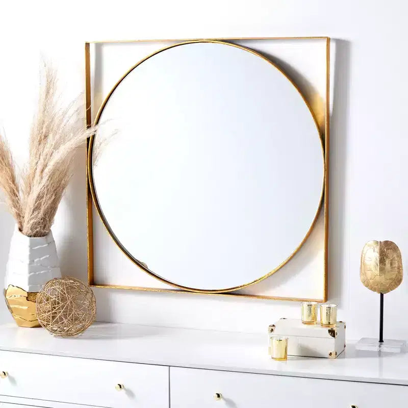 Gold Iron Glass Wall Mirror - 32 x 32