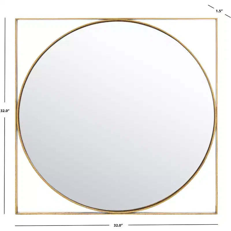 Gold Iron Glass Wall Mirror - 32 x 32