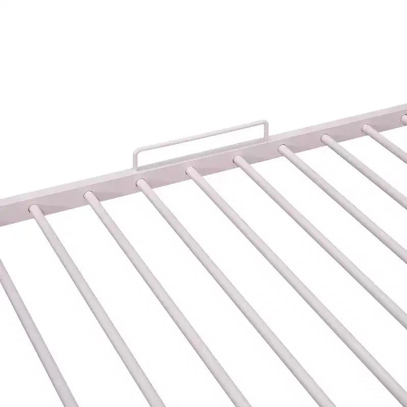 Twin over Full Metal Bunk Bed with Ladder and Safety Guardrails, Pink