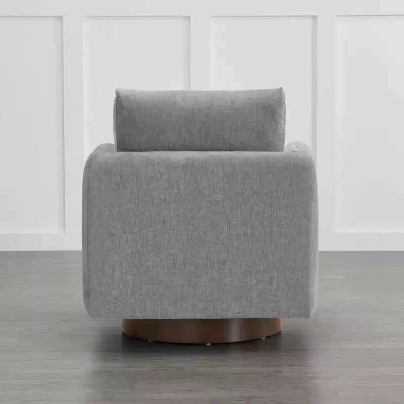 Modern Swivel Accent Chair with Loose Back Cushion, Dove Gray Fabric