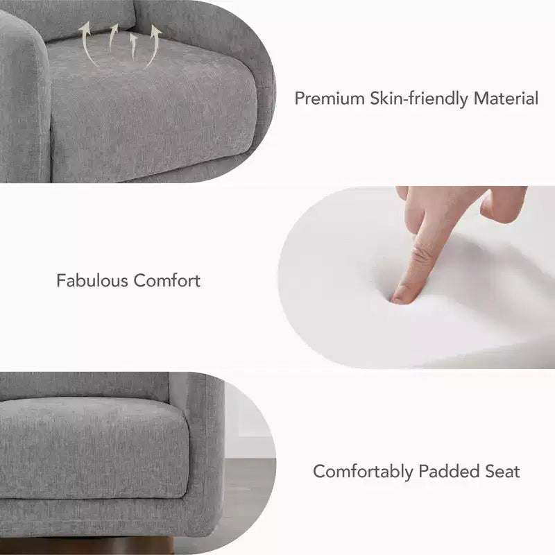 Modern Swivel Accent Chair with Loose Back Cushion, Dove Gray Fabric