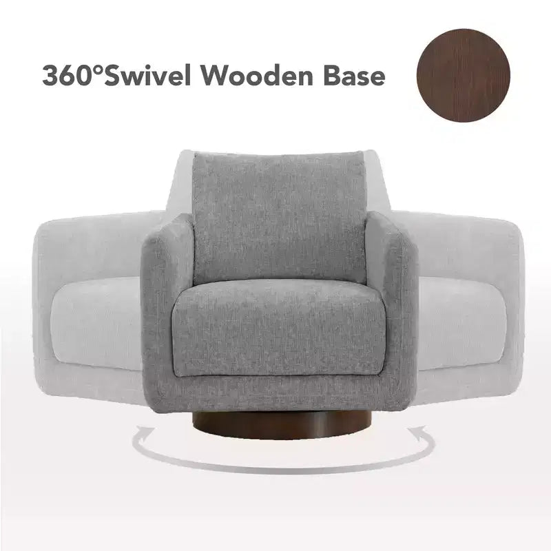 Modern Swivel Accent Chair with Loose Back Cushion, Dove Gray Fabric