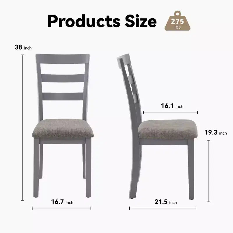 Farmhouse Dining Chair — Solid Wood Legs, High Ladder Back, Anti-Slip Feet