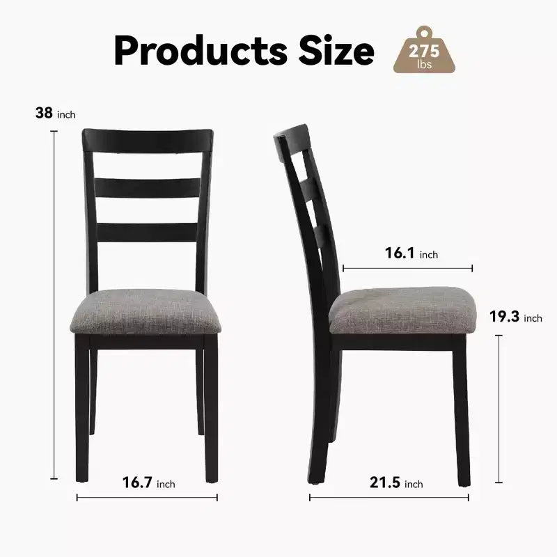 Farmhouse Dining Chair — Solid Wood Legs, High Ladder Back, Anti-Slip Feet