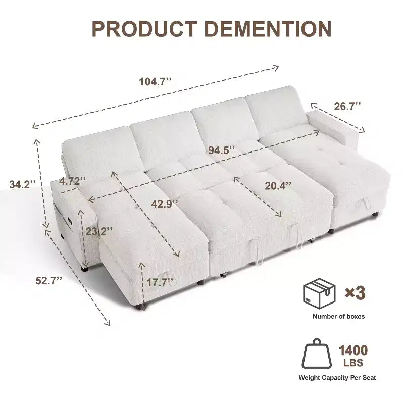 Dyonery convertible broaching machine has a backrest with 5 adjustable Settings, comes with usb charging, and has side pockets