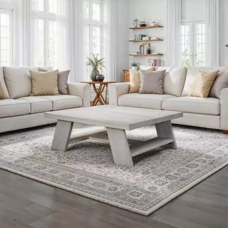 40" Square Coffee Table | Mango Wood | Bold Angled Legs