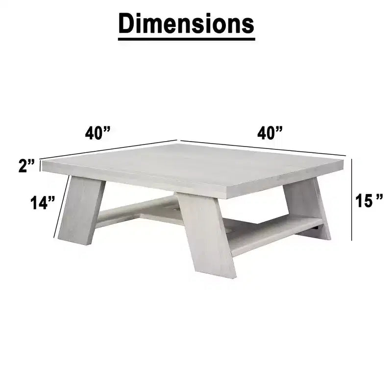 40" Square Coffee Table | Mango Wood | Bold Angled Legs