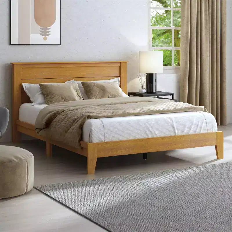 Queen Bed with Headboard Amber Walnut