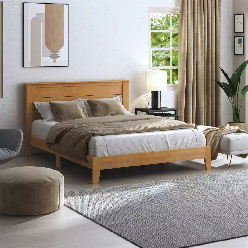 Queen Bed with Headboard Amber Walnut
