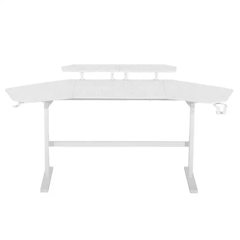 Bureau de jeu de 179 cm avec deux étagères pour moniteur, porte-gobelet et support d'accessoires