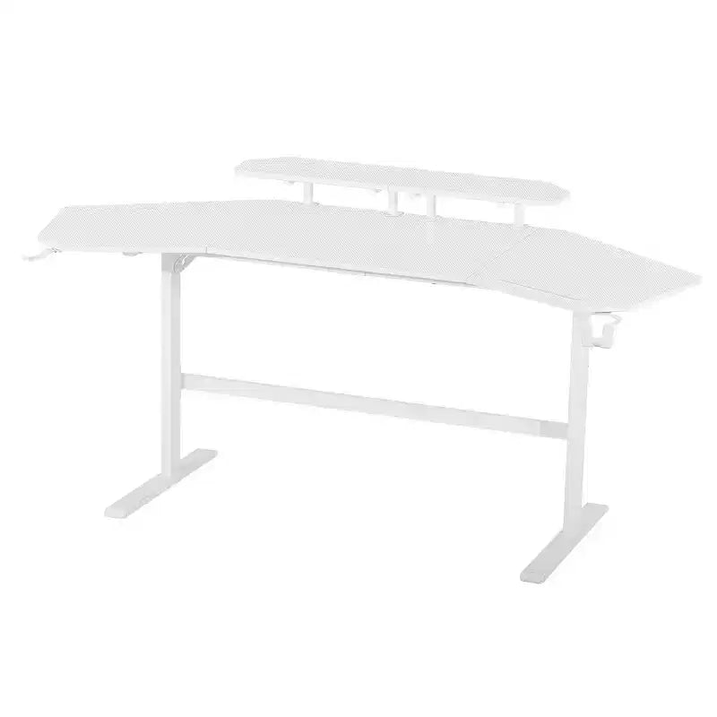 Bureau de jeu de 179 cm avec deux étagères pour moniteur, porte-gobelet et support d'accessoires