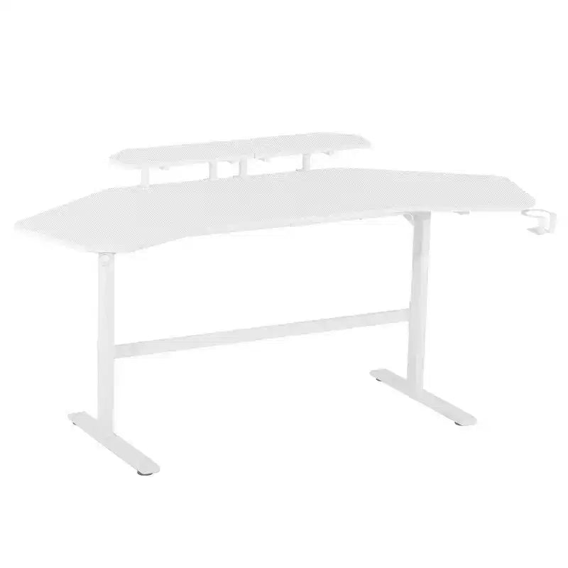 Bureau de jeu de 179 cm avec deux étagères pour moniteur, porte-gobelet et support d'accessoires