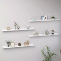 Wall Shelf Set of 4 White MDF Long Wall Shelf Rectangular