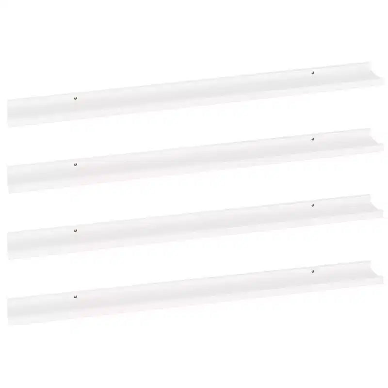Lot de 4 étagères murales flottantes blanches – 100 cm, rectangulaires en MDF, finition mate