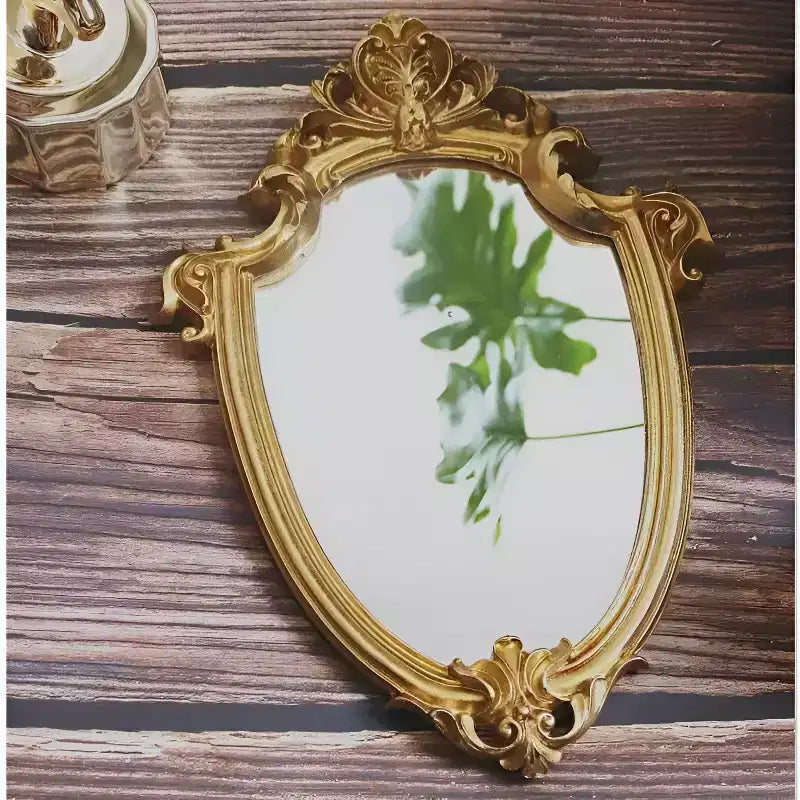 Miroir Ovale Doré Style Baroque Vintage – Cadre en Résine de 31 cm, À Poser ou Mural
