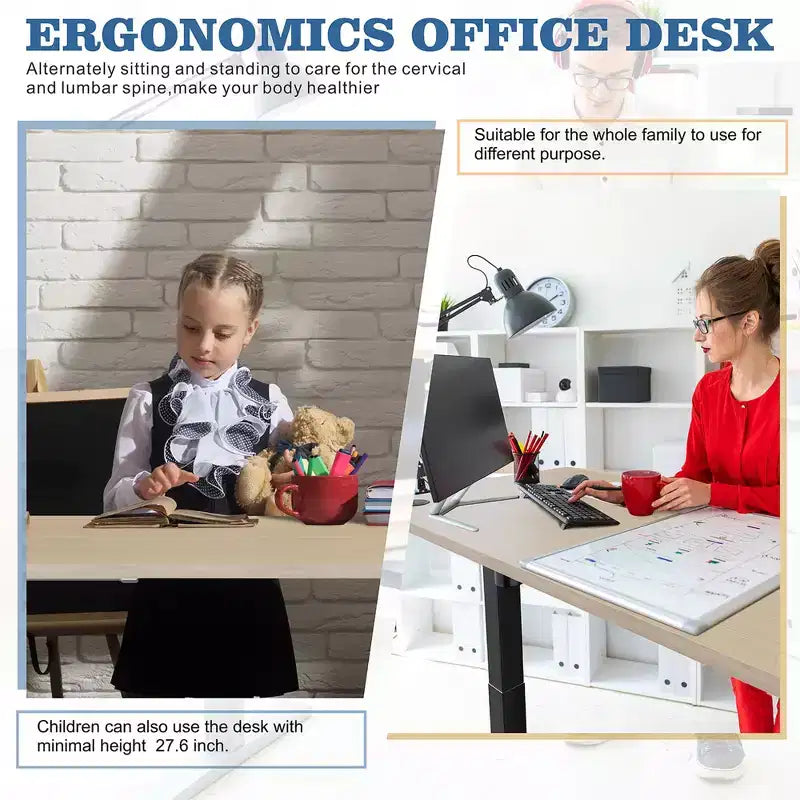 Bureau debout électrique de 160 cm de hauteur réglable avec préréglages de mémoire et plateau de table à assemblage