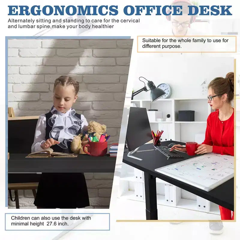 Bureau debout électrique de 160 cm de hauteur réglable avec préréglages de mémoire et plateau de table à assemblage