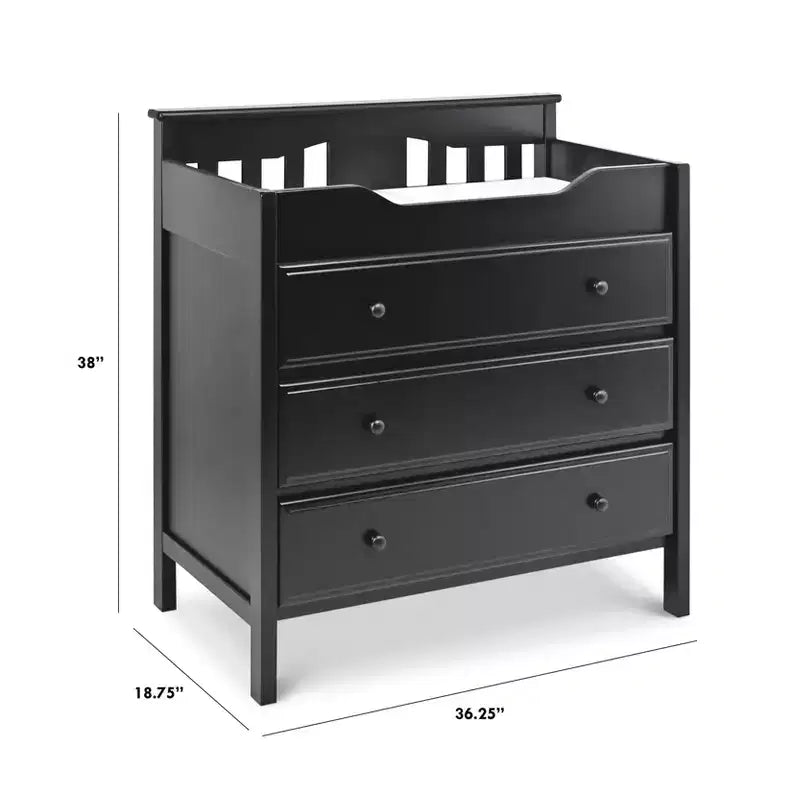 Commode à langer 3 tiroirs avec matelas à langer – Pin massif, GREENGUARD Gold