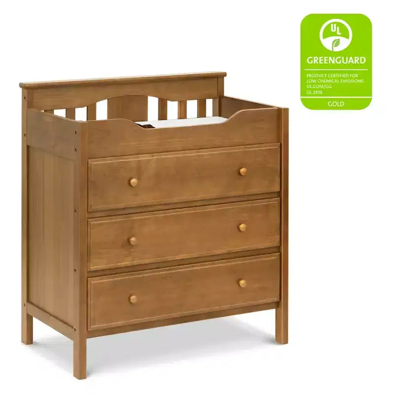 Commode à langer 3 tiroirs avec matelas à langer – Pin massif, GREENGUARD Gold