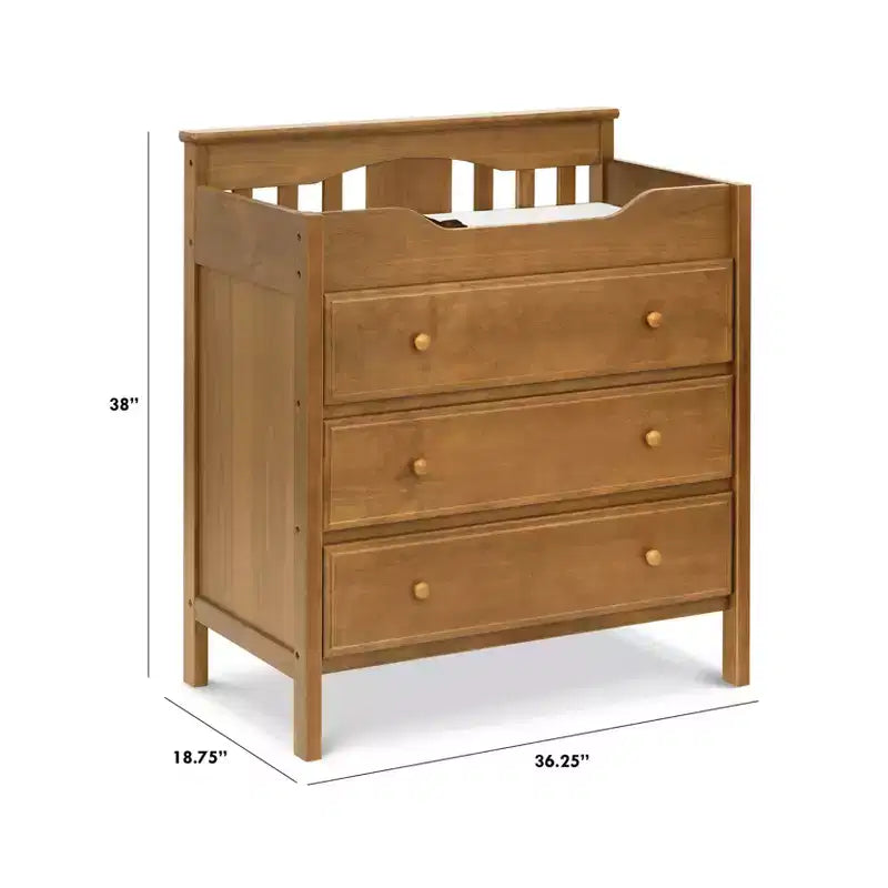 Commode à langer 3 tiroirs avec matelas à langer – Pin massif, GREENGUARD Gold