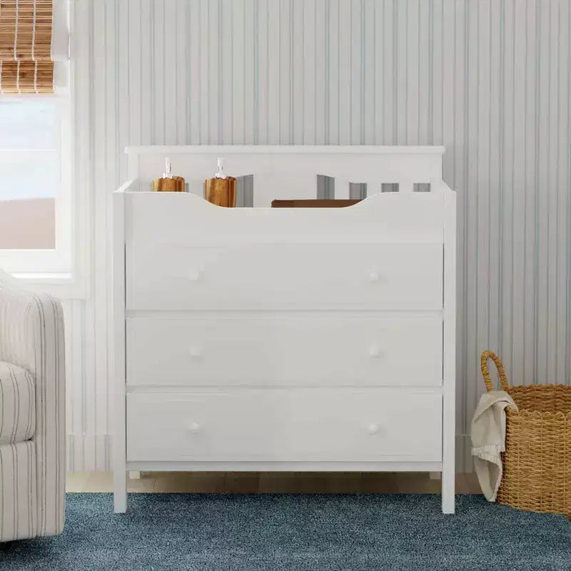 Commode à langer 3 tiroirs avec matelas à langer – Pin massif, GREENGUARD Gold