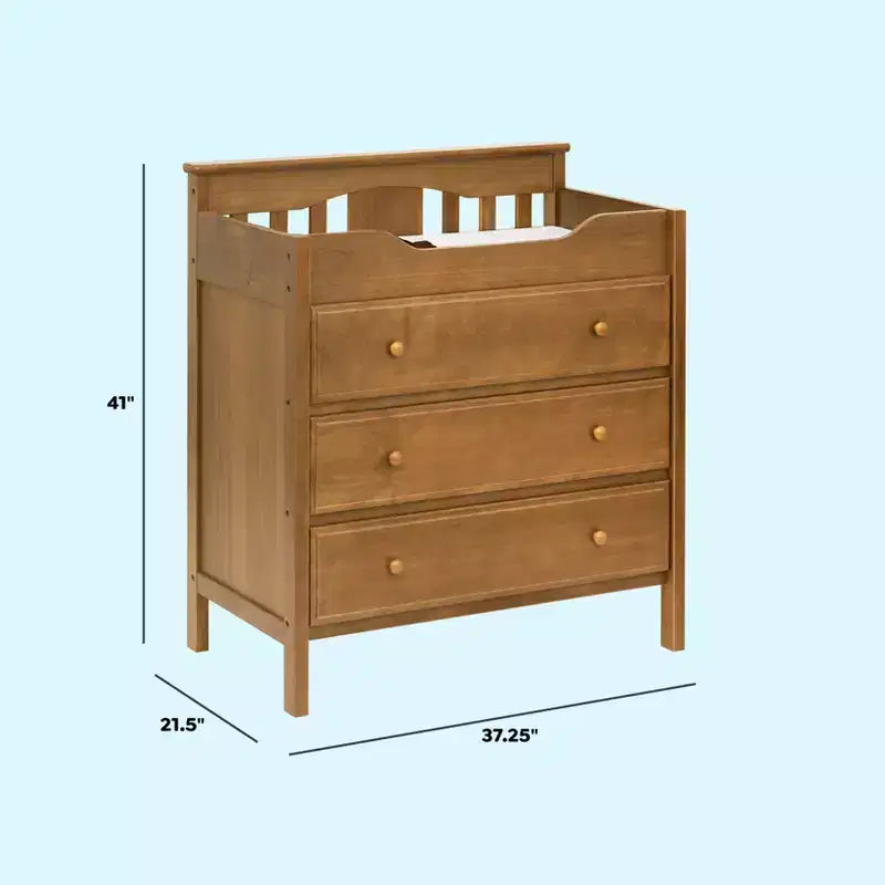 Commode à langer 3 tiroirs avec matelas à langer – Pin massif, GREENGUARD Gold