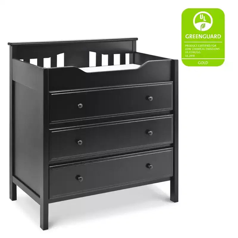 Commode à langer 3 tiroirs avec matelas à langer – Pin massif, GREENGUARD Gold