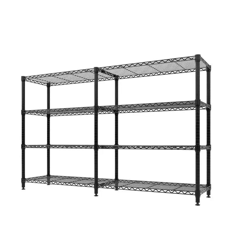 Étagère de rangement métallique robuste à 4 niveaux – Configuration en L ou horizontale