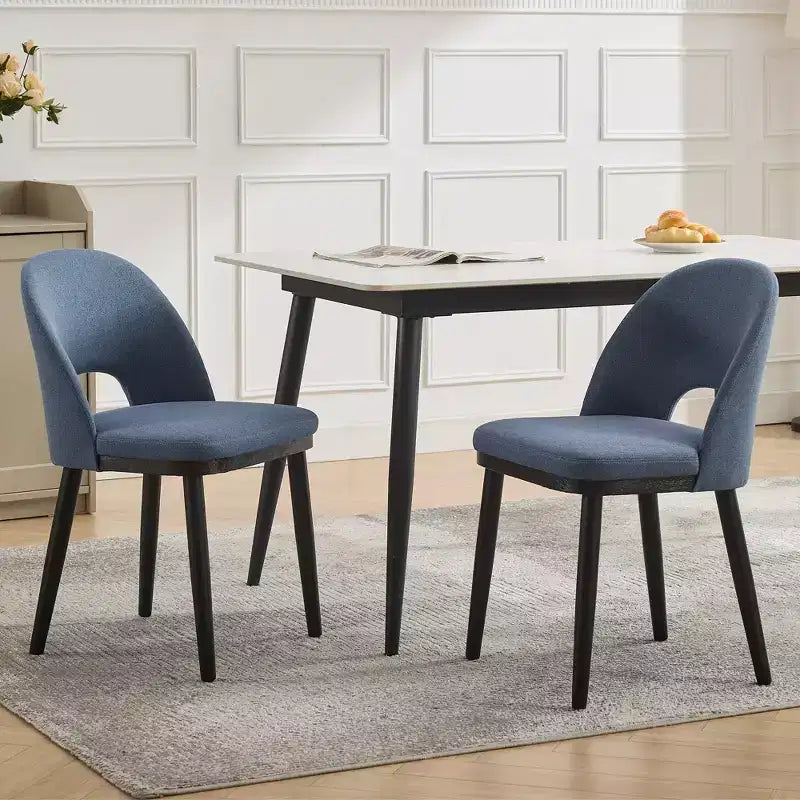 Dining Chairs Set of 2,Modern Fabric Upholstered Kitchen Side Chairs, Ergonomic Curved Backrest, Oak Wood Legs, 300 LB Capacity, for Restaurant/Cafe