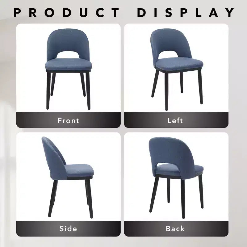 Lot de 2 chaises de salle à manger modernes en tissu avec dossier ergonomique et pieds en bois de chêne