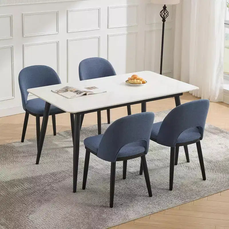 Lot de 2 chaises de salle à manger modernes en tissu avec dossier ergonomique et pieds en bois de chêne
