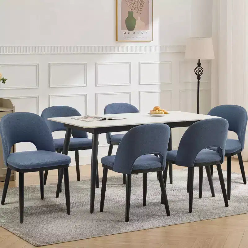 Lot de 2 chaises de salle à manger modernes en tissu avec dossier ergonomique et pieds en bois de chêne