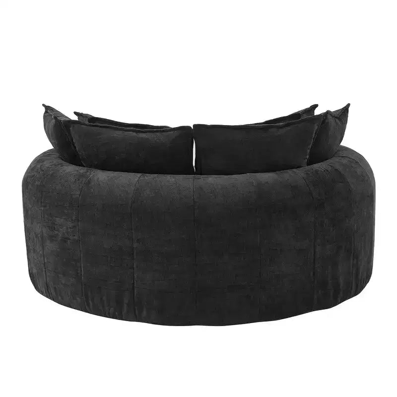 Canapé-lit rond de 152 cm avec 8 coussins décoratifs – Revêtement en chenille