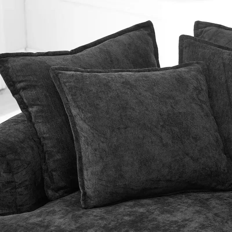Canapé-lit rond de 152 cm avec 8 coussins décoratifs – Revêtement en chenille