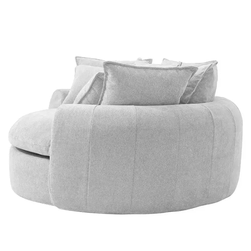 Canapé-lit rond de 152 cm avec 8 coussins décoratifs – Revêtement en chenille