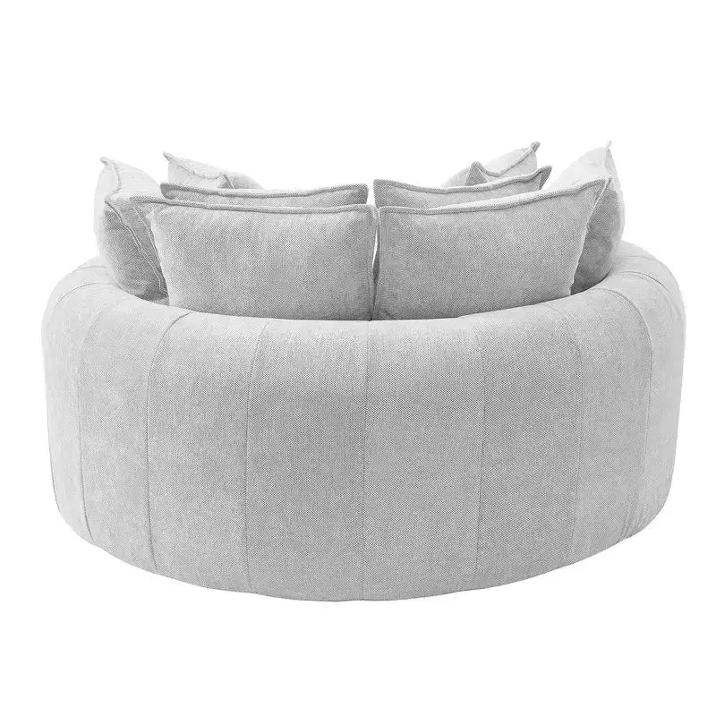 Canapé-lit rond de 152 cm avec 8 coussins décoratifs – Revêtement en chenille