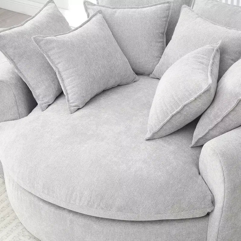 Canapé-lit rond de 152 cm avec 8 coussins décoratifs – Revêtement en chenille
