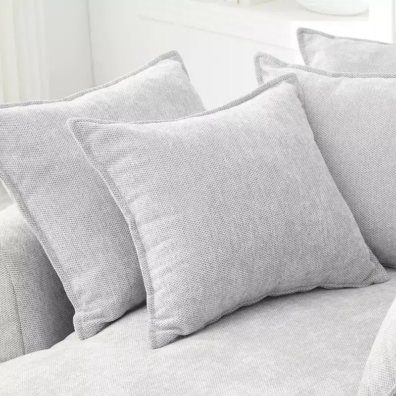 Canapé-lit rond de 152 cm avec 8 coussins décoratifs – Revêtement en chenille