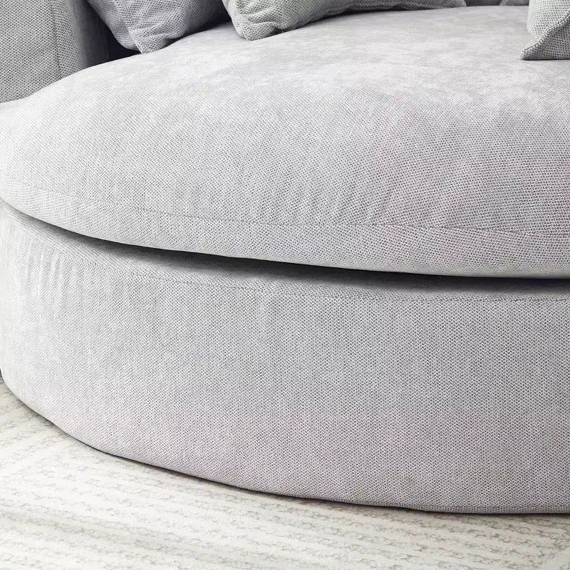 Canapé-lit rond de 152 cm avec 8 coussins décoratifs – Revêtement en chenille
