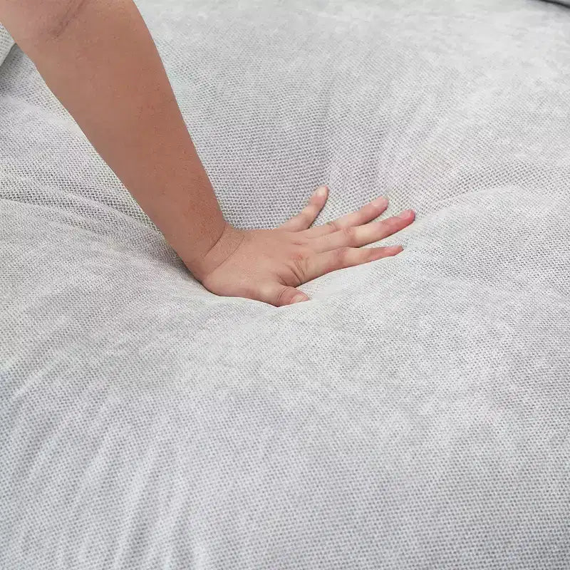 Canapé-lit rond de 152 cm avec 8 coussins décoratifs – Revêtement en chenille