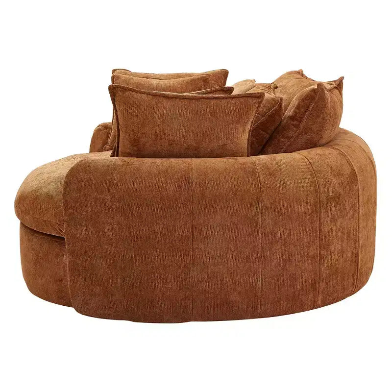 Canapé-lit rond de 152 cm avec 8 coussins décoratifs – Revêtement en chenille